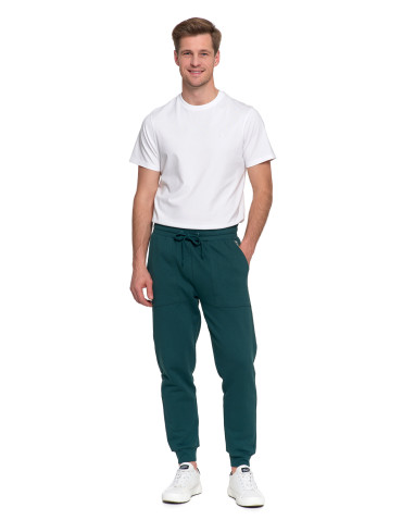 On - Męskie spodnie dresowe joggery z kieszeniami ocieplane ZIELONY - produkt 1