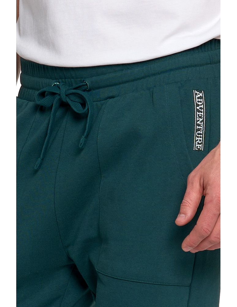 On - Męskie spodnie dresowe joggery z kieszeniami ocieplane ZIELONY  - produkt moraj.pl 4