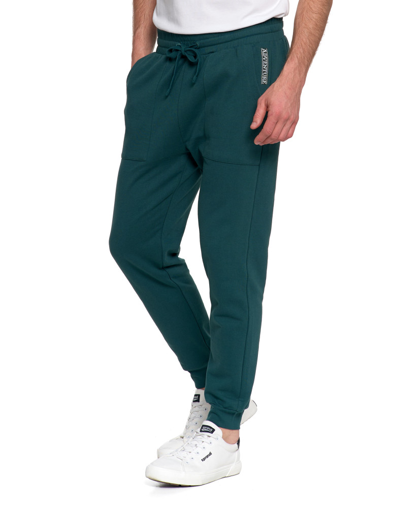 On - Męskie spodnie dresowe joggery z kieszeniami ocieplane ZIELONY  - produkt moraj.pl 5