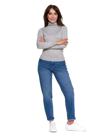 Swetry - Damski golf sweter z wiskozy SZARY - produkt 6