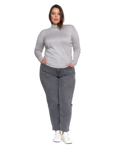 Swetry - Damski golf sweter z wiskozy SZARY - produkt 11