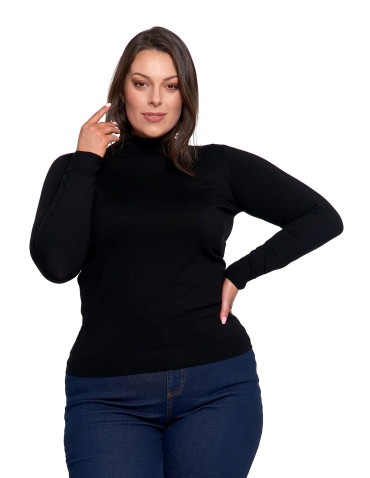 Swetry - Damski golf sweter z wiskozy CZARNY - produkt 11