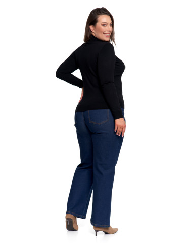 Swetry - Damski golf sweter z wiskozy CZARNY - produkt 15