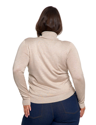 Swetry - Damski golf sweter z wiskozy BEŻOWY - produkt 10