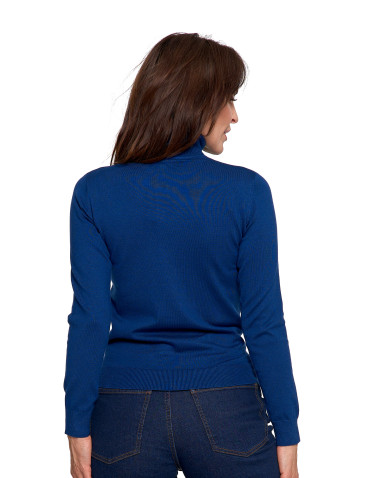 Swetry - Damski golf sweter z wiskozy NIEBIESKI - produkt 3