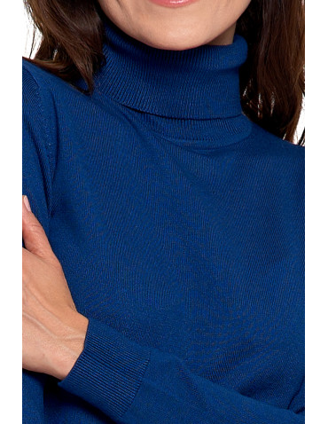 Swetry - Damski golf sweter z wiskozy NIEBIESKI - produkt 4