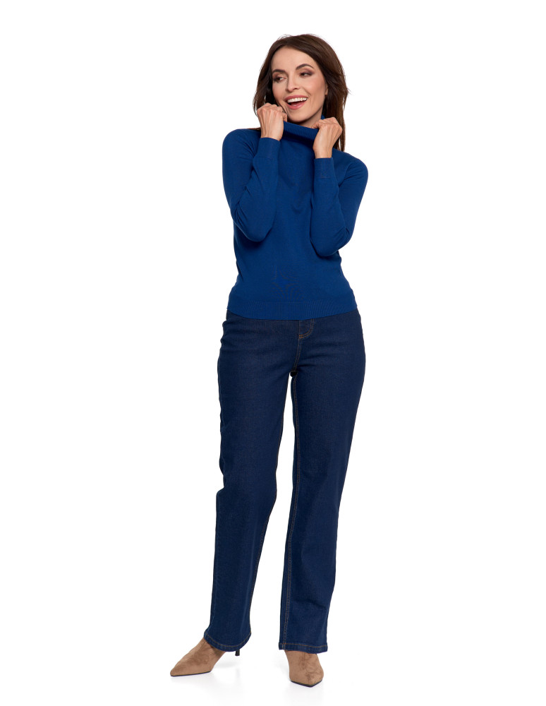 Swetry - Damski golf sweter z wiskozy NIEBIESKI - produkt moraj.pl 6