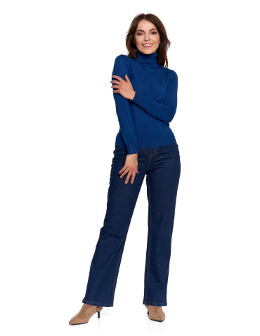 Swetry - Damski golf sweter z wiskozy NIEBIESKI - produkt 7