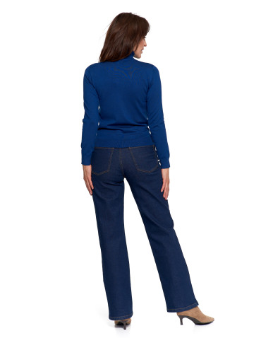 Swetry - Damski golf sweter z wiskozy NIEBIESKI - produkt 8