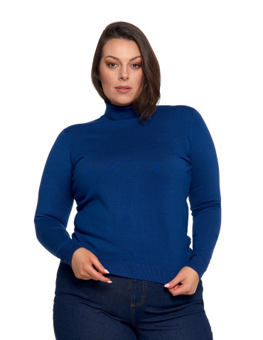 Swetry - Damski golf sweter z wiskozy NIEBIESKI - produkt 9