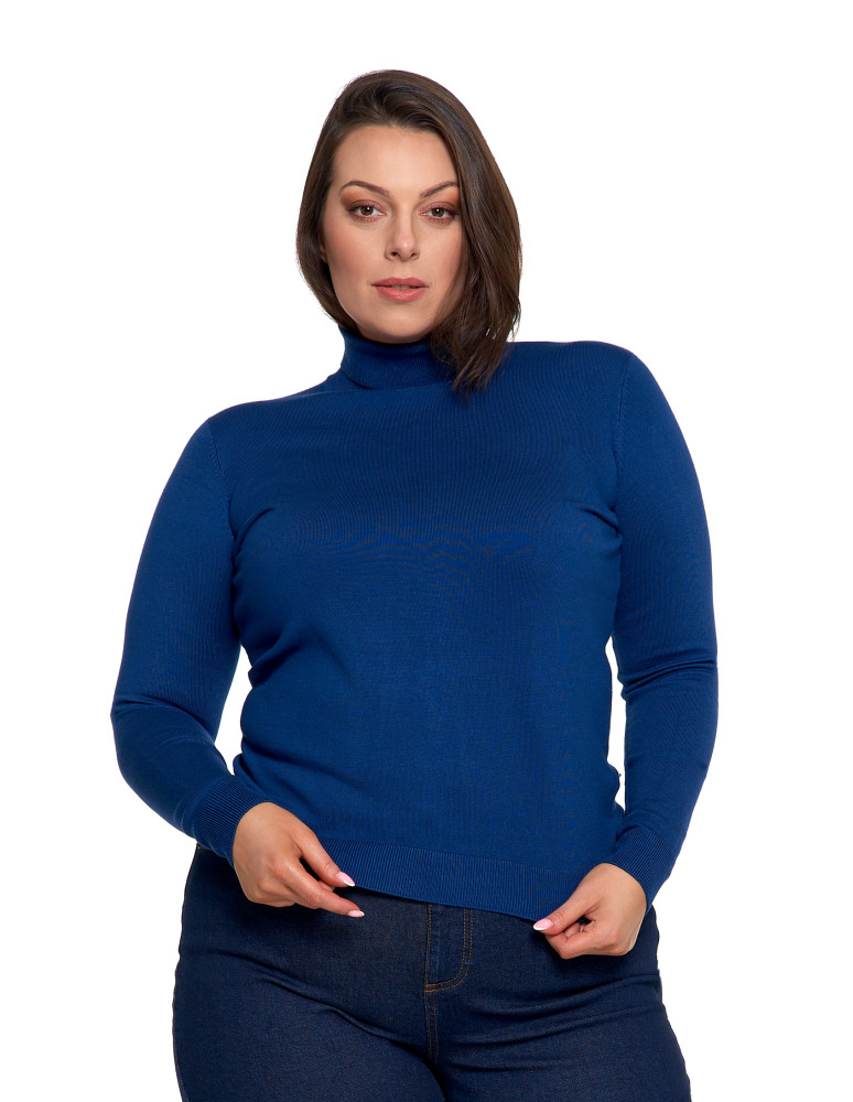 Swetry - Damski golf sweter z wiskozy NIEBIESKI - produkt moraj.pl 9