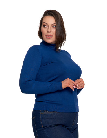 Swetry - Damski golf sweter z wiskozy NIEBIESKI - produkt 10