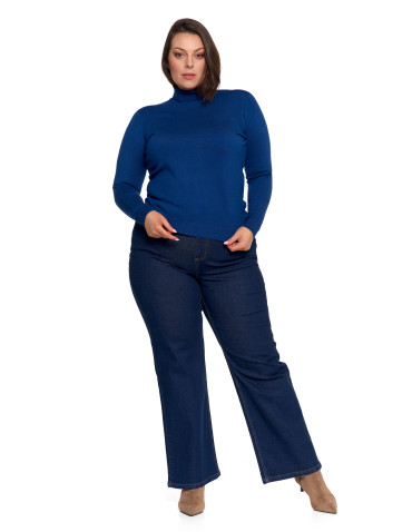 Swetry - Damski golf sweter z wiskozy NIEBIESKI - produkt 11