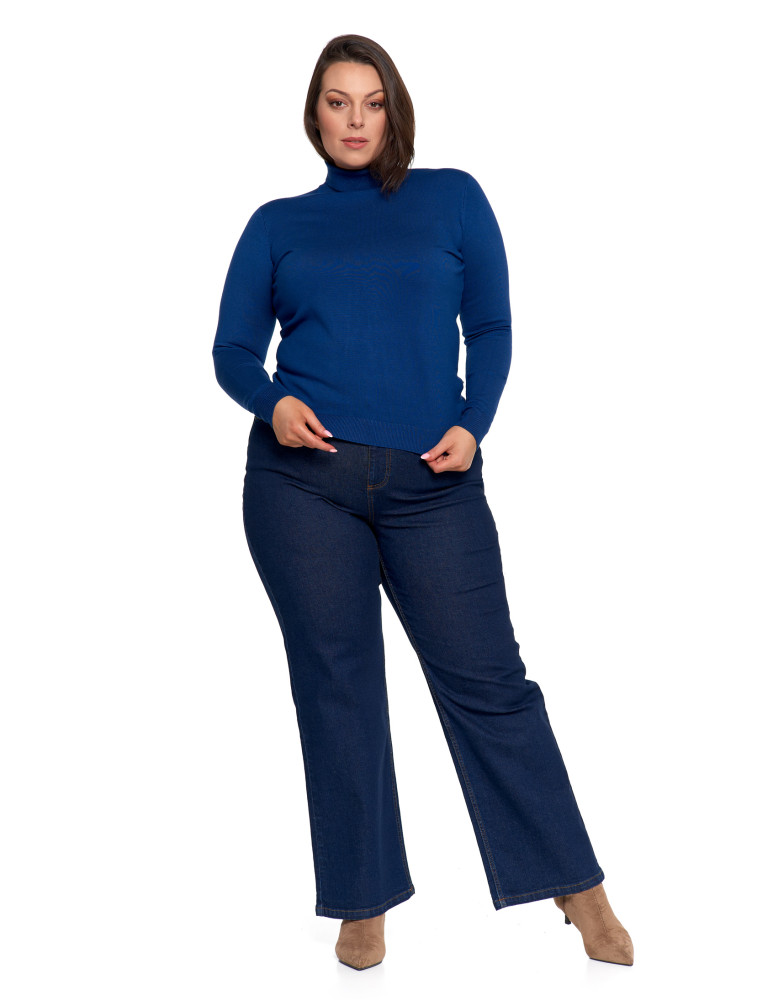 Swetry - Damski golf sweter z wiskozy NIEBIESKI - produkt moraj.pl 11