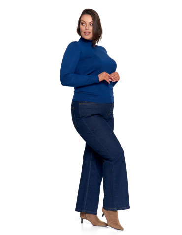 Swetry - Damski golf sweter z wiskozy NIEBIESKI - produkt 12