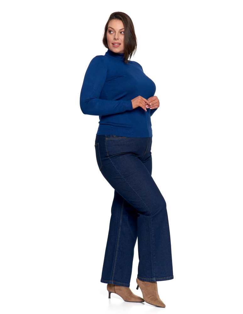 Swetry - Damski golf sweter z wiskozy NIEBIESKI - produkt moraj.pl 12