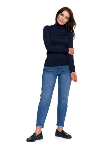 Swetry - Damski golf sweter z wiskozy GRANATOWY - produkt 8