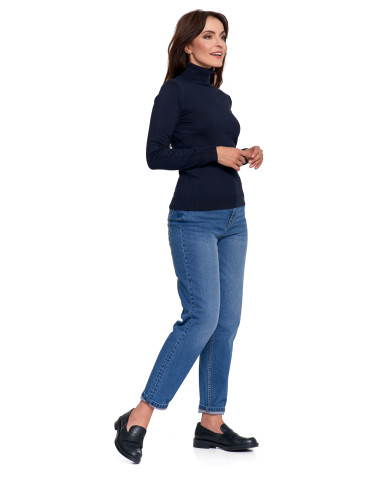 Swetry - Damski golf sweter z wiskozy GRANATOWY - produkt 9