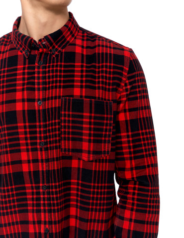 Nowości - Męska koszula sztruksowa w kratkę CZARNY - produkt 4