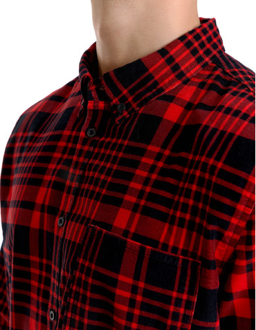 Nowości - Męska koszula sztruksowa w kratkę CZARNY - produkt 5