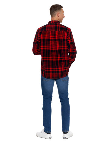 Nowości - Męska koszula sztruksowa w kratkę CZARNY - produkt 7