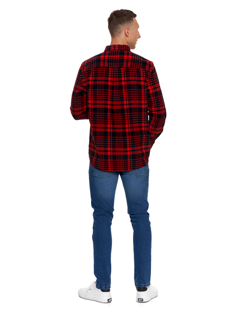 Nowości - Męska koszula sztruksowa w kratkę CZARNY  - produkt moraj.pl 7