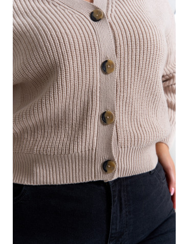 Swetry - Damski sweter kardigan z szerokimi rękawami BEŻOWY - produkt 6