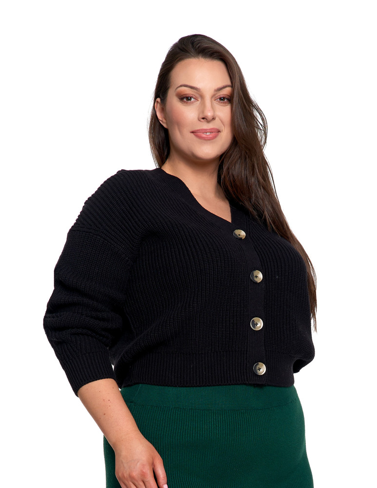 Swetry - Damski sweter kardigan z szerokimi rękawami CZARNY  - produkt moraj.pl 9