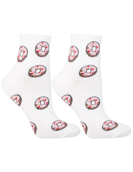 Skarpetki damskie za kostkę wzór pizza, donuty, frytki 3-pak  - produkt 2