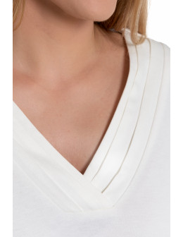 Bluzka damska z długim rękawem z ozdobnym dekoltem V  - produkt 2