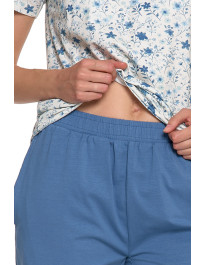 Piżama damska bawełniana z krótkim rękawem wzór w kwiaty  - produkt 2