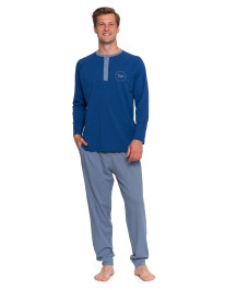 Piżama męska bawełniana z długim rękawem i spodniami