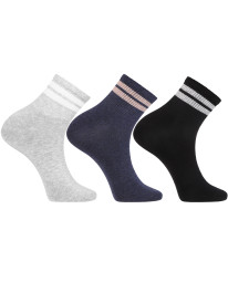 Skarpety męskie za kostkę z szerokim ściągaczem paski 3-pak