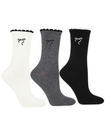 Skarpetki damskie długie z kokardką 3-pak