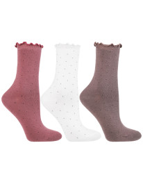 Skarpetki damskie długie bawełniane w kropki falbanka 3-pak