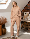 Damskie spodnie dresowe ocieplane z wysokim stanem BEŻOWY
