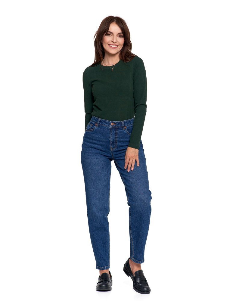 Spodnie - Damskie spodnie jeansowe mom fit NIEBIESKI - produkt moraj.pl 2