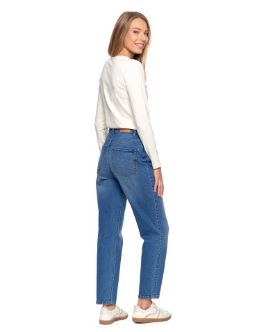 Spodnie - Damskie spodnie jeansowe mom fit JASNY NIEBIESKI  - produkt 5