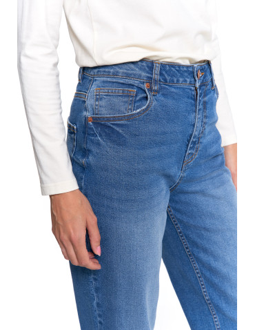 Spodnie - Damskie spodnie jeansowe mom fit JASNY NIEBIESKI  - produkt 6