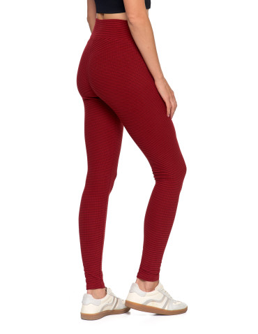 Legginsy - Damskie legginsy z wysokim stanem i prążkowaną strukturą BORDOWY - produkt 6