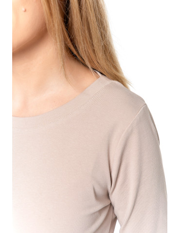 Bluzki i koszule - Damska bluzka z długim rękawem bawełniana BEŻOWY - produkt 7