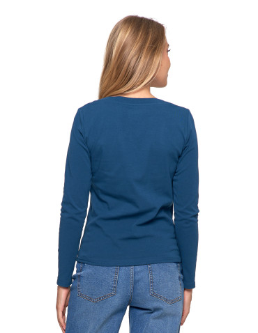 Bluzki i koszule - Damska bluzka z długim rękawem bawełniana TURKUSOWY - produkt 9