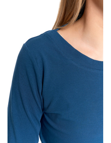 Bluzki i koszule - Damska bluzka z długim rękawem bawełniana TURKUSOWY - produkt 14