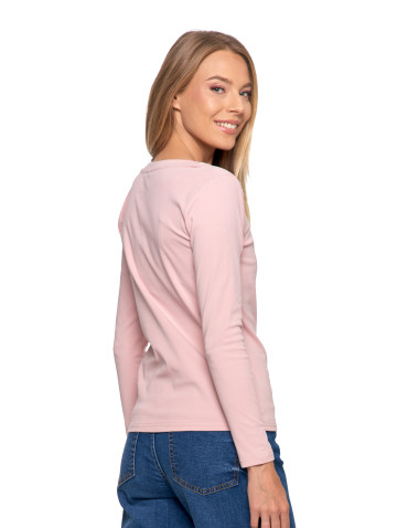 Bluzki i koszule - Damska bluzka z długim rękawem bawełniana RÓŻOWY - produkt 9