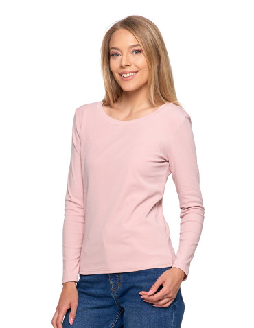 Bluzki i koszule - Damska bluzka z długim rękawem bawełniana RÓŻOWY - produkt 10