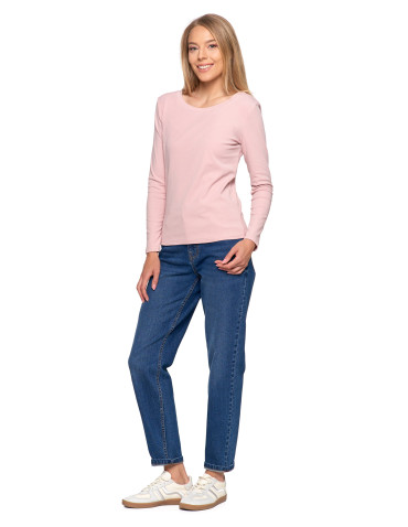 Bluzki i koszule - Damska bluzka z długim rękawem bawełniana RÓŻOWY - produkt 12
