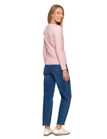 Bluzki i koszule - Damska bluzka z długim rękawem bawełniana RÓŻOWY - produkt 13