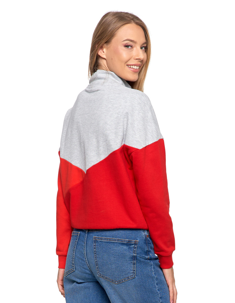 Bluzy - Bluza dresowa damska z zamkiem i stójką CZERWONY - produkt moraj.pl 3