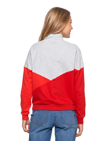 Bluzy - Bluza dresowa damska z zamkiem i stójką CZERWONY - produkt 4