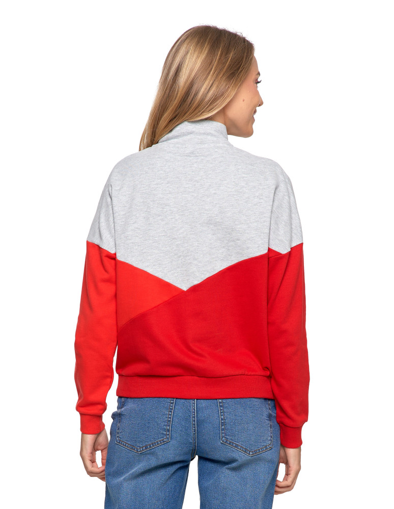 Bluzy - Bluza dresowa damska z zamkiem i stójką CZERWONY - produkt moraj.pl 4